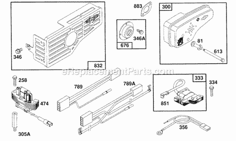Muffler Electrical Diagram and Parts List for 121802-0444-01  Briggs and Stratton Engine